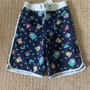 Hanna Andersson Kids Swim Trunks with Geometric Print